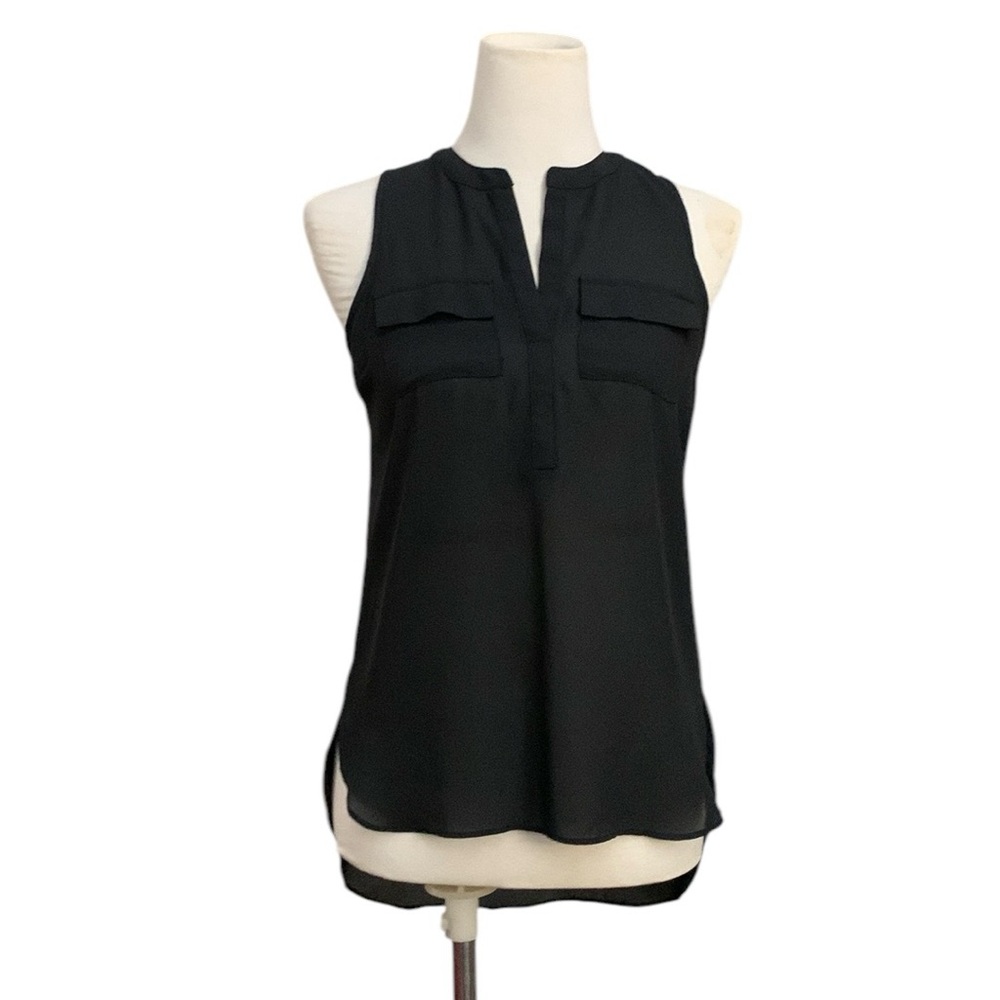 a.n.a Black Sleeveless high low semi sheer Blouse